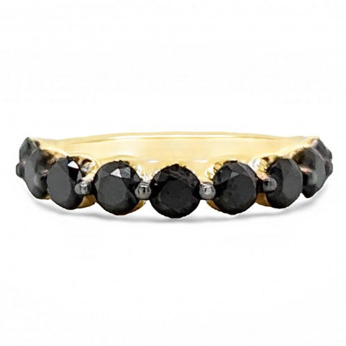 Black Diamond Shared Prong Ring