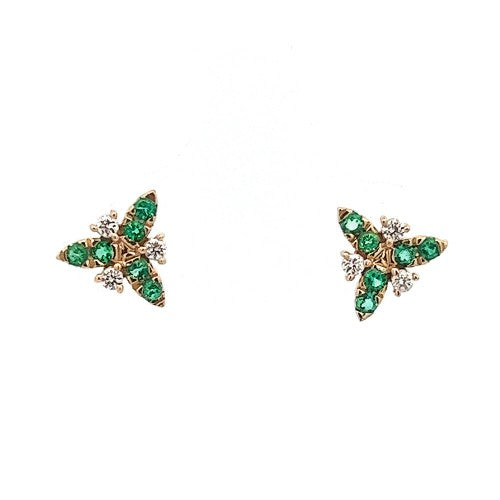 Emerald and Diamond Cluster Earrings
