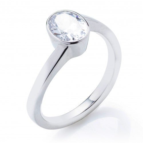 Bezel Asymmetrical Shank Solitaire Engagement Ring Setting
