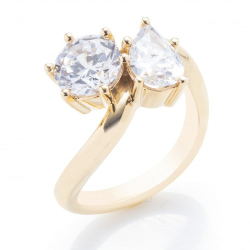 Round and Pear Curved Engagement Ring Setting