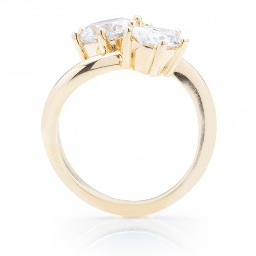 Round and Pear Curved Engagement Ring Setting