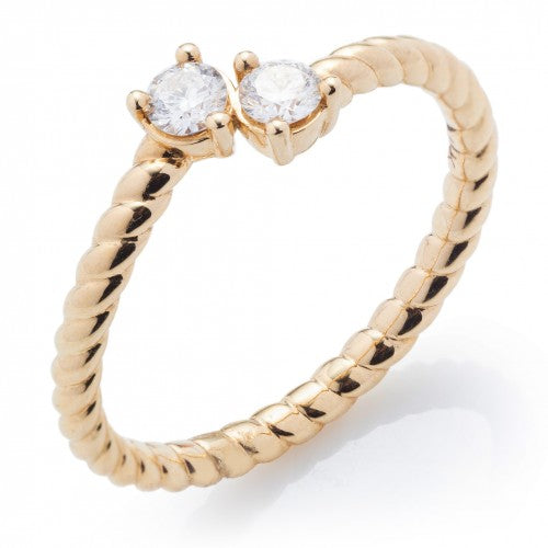Rope Design Diamond Bypass Ring