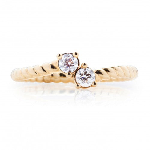 Rope Design Diamond Bypass Ring