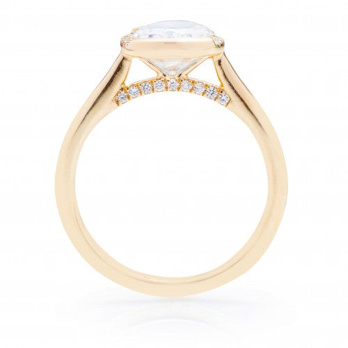 North South Oval Bezel Half Halo Engagement Ring Setting