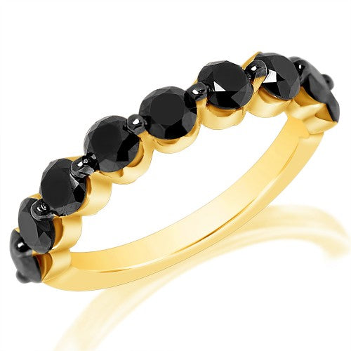 Black Diamond Shared Prong Ring