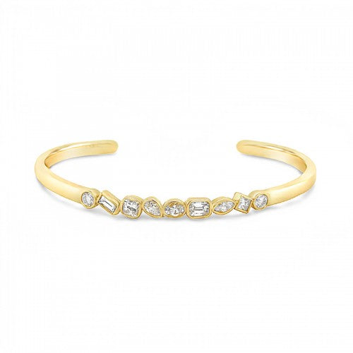 Diamond Mixed Shape Bezel Cuff Bracelet