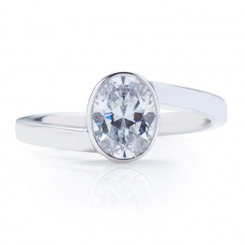 Bezel Asymmetrical Shank Solitaire Engagement Ring