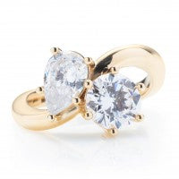 Round and Pear Curved Engagement Ring Setting
