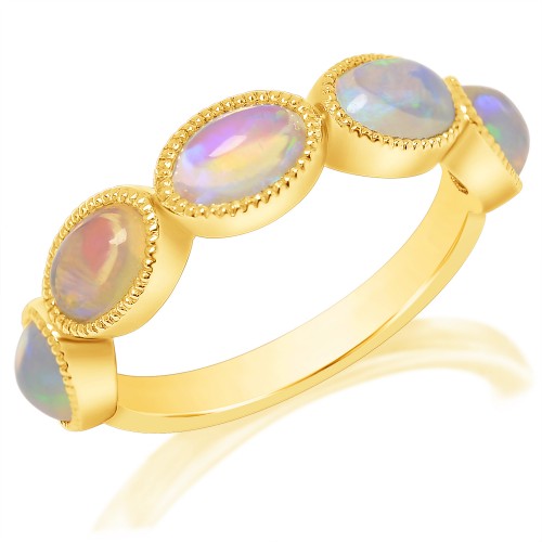 Oval Opal Milgrain Edge Ring