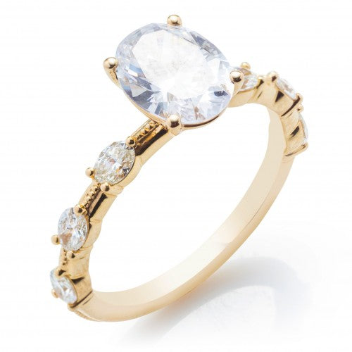 Oval Milgrain Knife Edge Engagement Ring Setting