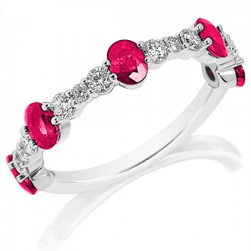 North South Oval Ruby and Diamond Eternity Band